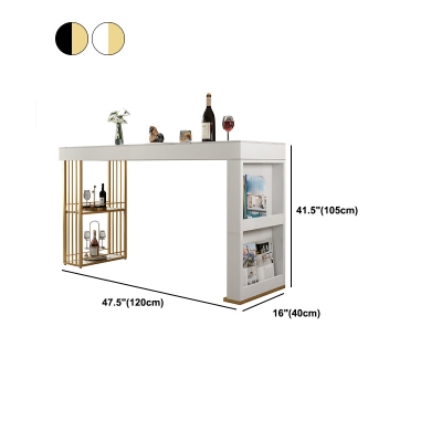 Bar-Esstisch aus Stein Glamour&ouml;ser rechteckiger Bartisch mit Lagerregalen f&uuml;r die K&uuml;che
