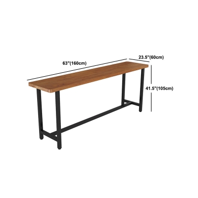 Industrieller Bartisch mit Metallrahmen und Bock, brauner Bistrotisch aus Kiefernholz