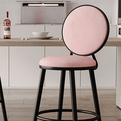 Industrieller Thekenhocker mit R&uuml;ckenlehne, Barhocker aus Eisen mit Kissen und Pedal f&uuml;r die K&uuml;che
