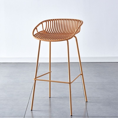 Barhocker mit nordischer R&uuml;ckenlehne und Metallgestell, armloser Caf&eacute;-Barstuhl aus Kunststoff mit 4 Beinen