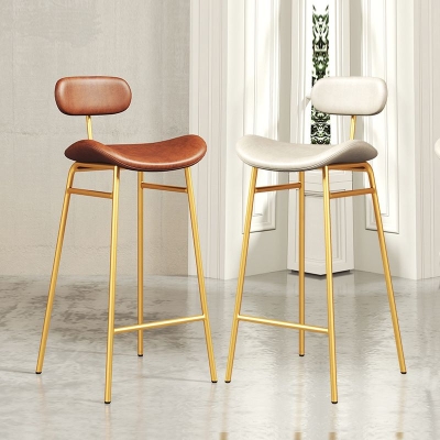 Moderner Thekenhocker mit R&uuml;ckenlehne, Eisen-Caf&eacute;-Barhocker mit Kissen und Pedal