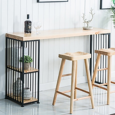 Bartisch im Glam-Stil, rechteckiger fester Bar-Esstisch mit Stauraum