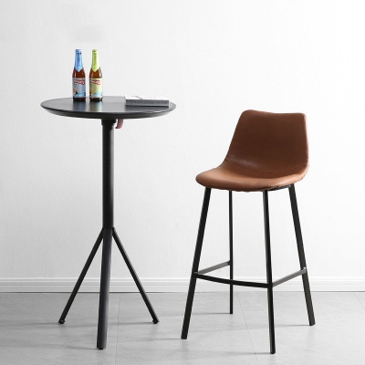 Zeitgen&ouml;ssischer Barhocker aus Leder mit Metallgestell f&uuml;r das Wohnzimmer