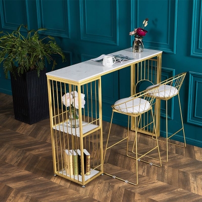Set tavolo da bar Glam Tavolo da bancone rettangolare in pietra da 1/2/3 pezzi con sgabelli alti per cucina