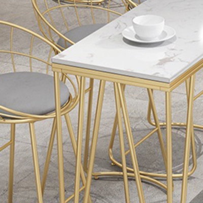 Rechteckiger Bartisch im Glam-Stil aus Kunstmarmor mit 4 Beinen, Bar- und Weintisch