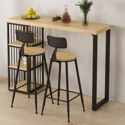 1/3-teiliges modernes rechteckiges Kneipentisch-Set aus Holz, Tresentisch mit hohen Hockern