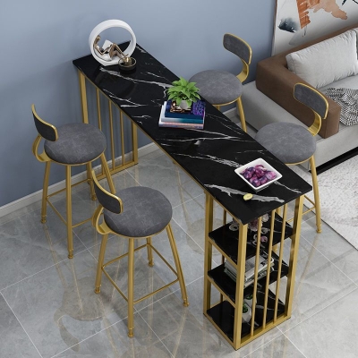 Thekenh&ouml;hen-Bartisch aus Kunstmarmor, Glamour-Theken-Weintisch mit Metallsockel