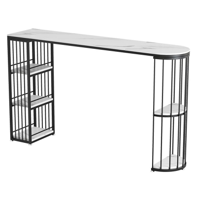 Moderner Bartisch aus gesintertem Stein, Esstisch mit Metallsockel f&uuml;r die K&uuml;che und das Wohnzimmer
