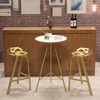 1/3-częściowy zestaw stolik&oacute;w barowych Glam Iron Okrągły zestaw bistro z białym blatem ze sztucznego marmuru