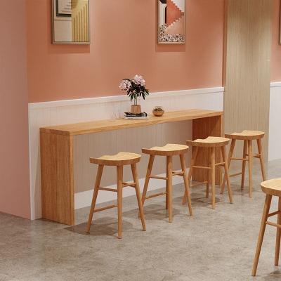 1/5/9-teiliges luxuri&ouml;ses rechteckiges Kneipentisch-Set aus Holz mit Thekentisch und r&uuml;ckenfreien Hockern