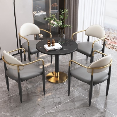 Moderner Esszimmerstuhl aus Leder mit offener R&uuml;ckenlehne f&uuml;r das Esszimmer