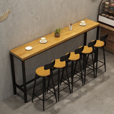 1/6/11-teiliges industrielles Bartisch-Set aus Eisen, rechteckiges Bistro-Set aus Kiefernholz mit Fu&szlig;st&uuml;tze