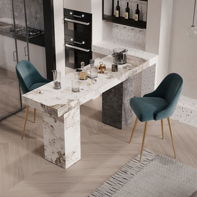 Rechteckiger Bar-Esstisch aus Stein im modernen Stil f&uuml;r das Wohnzimmer