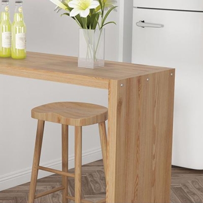 1/4-teiliges modernes rechteckiges Kneipentisch-Set aus Holz mit r&uuml;ckenfreien Hockern