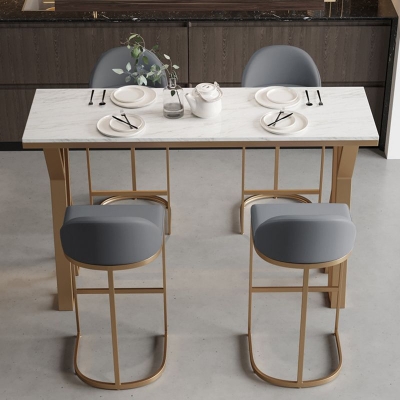 Metall-Bartisch, rechteckiger Bistro-Pub-Tisch mit Kunstmarmorplatte