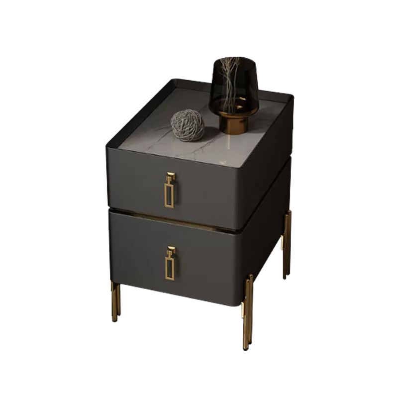 Two-drawer bedside table with slim legs